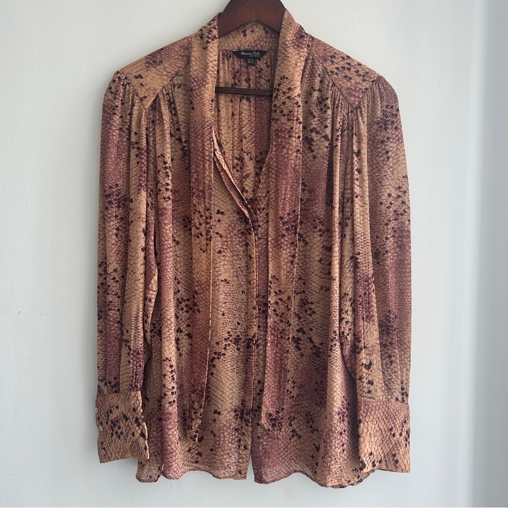 Massimo Dutti Pink Long Sleeve Relaxed Blouse